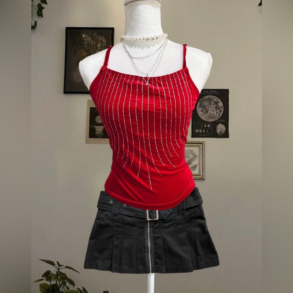 Velvet Red Sleeveless Top